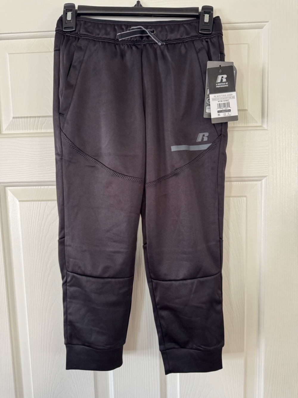 Russell Athletic Black Boys Fleece Jogger Pants boys size 8 husky NEW